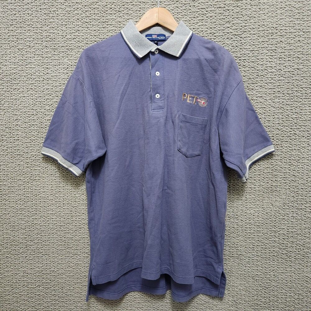 SPORTMASTER Men's Blue PFI Logo Polo Shirt Short Sleeve Pocket Size XL